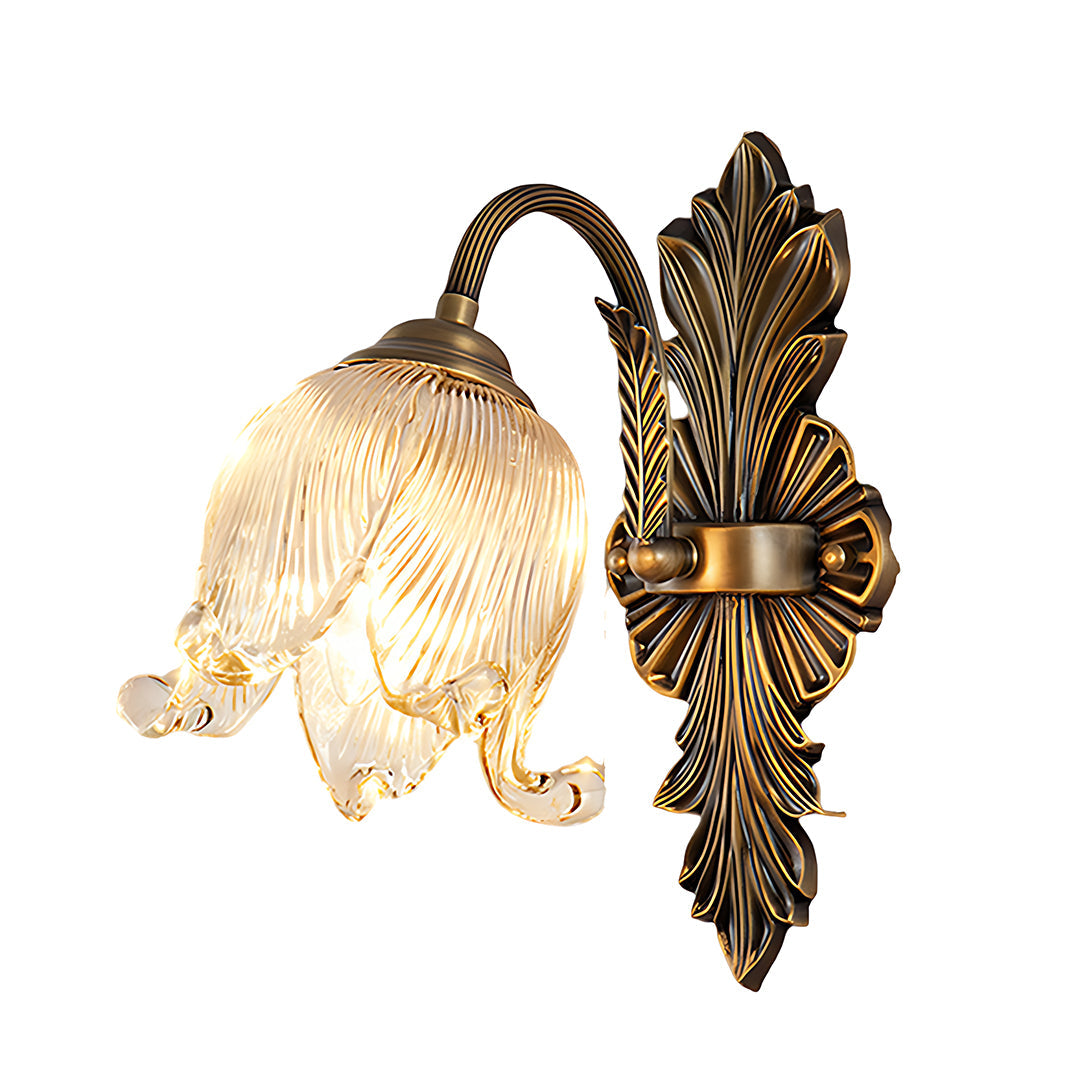 Artisan Brass Wall Sconce with Hand-Blown Glass Shade