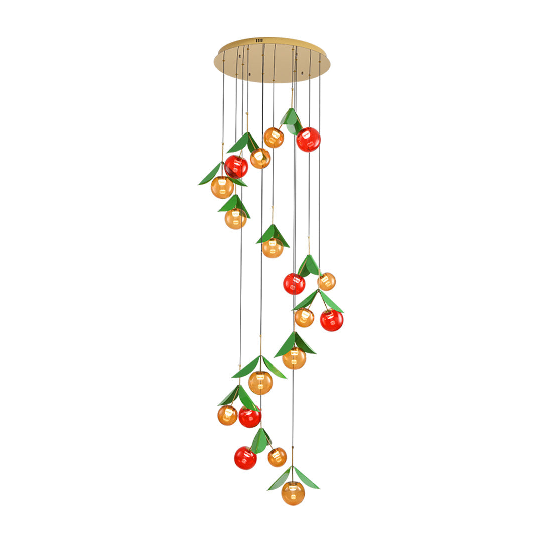 Aurelia LED Glass Cherry Chandelier — Nordic Designer Pendant for Staircases & Living Spaces