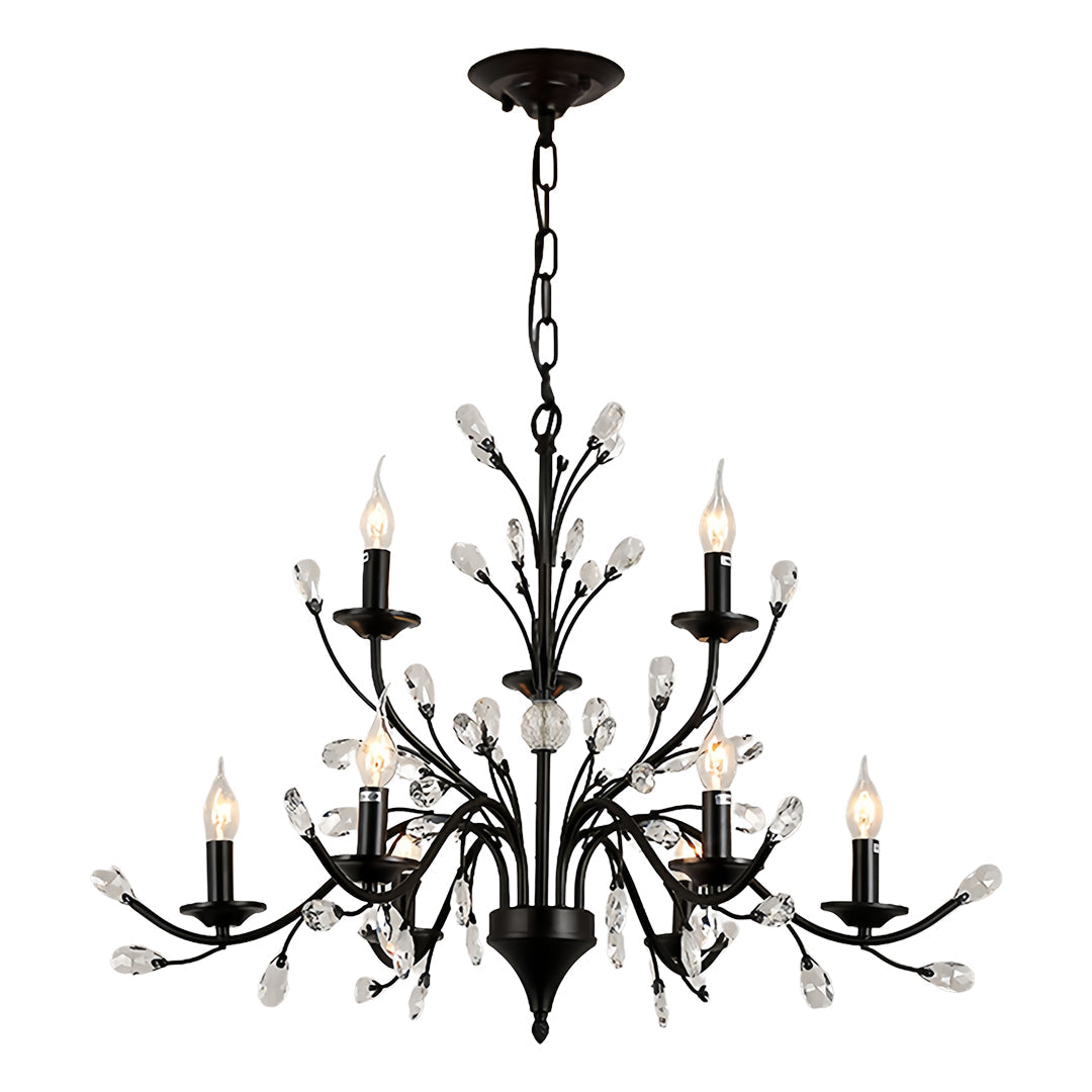 Lumière Cascade Crystal Candle Chandelier with LED Candelabra Bulbs