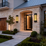 Modern Copper Outdoor Wall Sconce with Marble Shade, LED