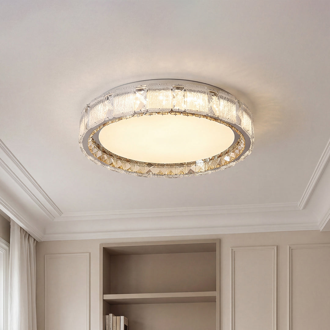 Crystal Flush Mount Ceiling Light – Chrome Minimalist LED