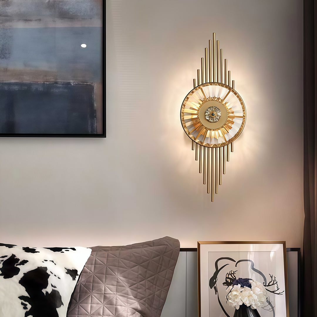 Aurelia Crystal Wall Sconce in Brass Stainless Steel for Modern Interiors