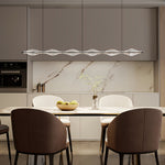 Crystal Linear Pendant Light for Kitchen Island, Modern Chrome LED Suspension