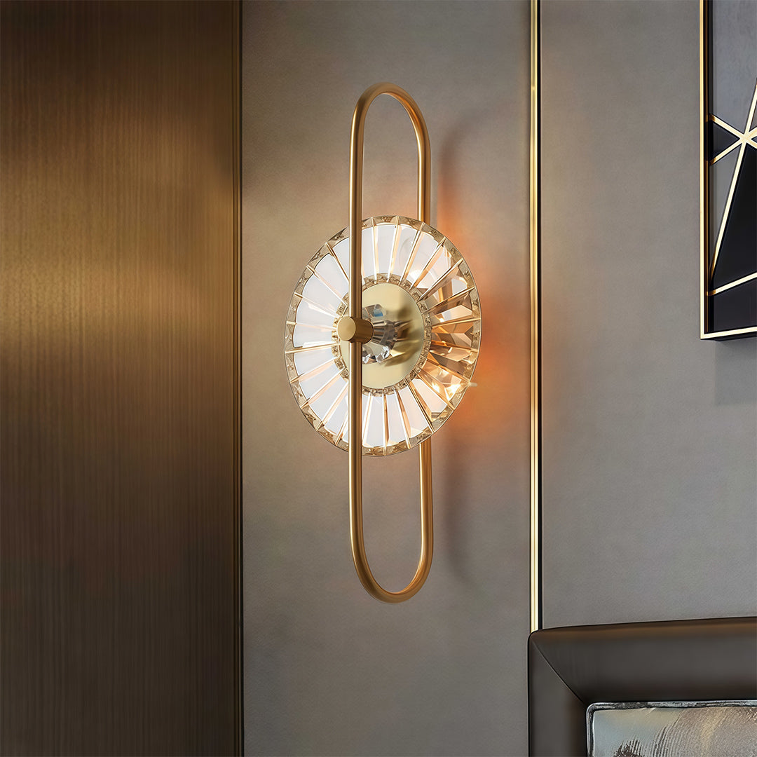 Crystal Wall Sconce with Gold Iron Frame – Modern Luxury Lighting