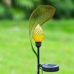 Curled Leaf Solar LED Lawn Light – Modern Black Metal Outdoor Garden Lamp