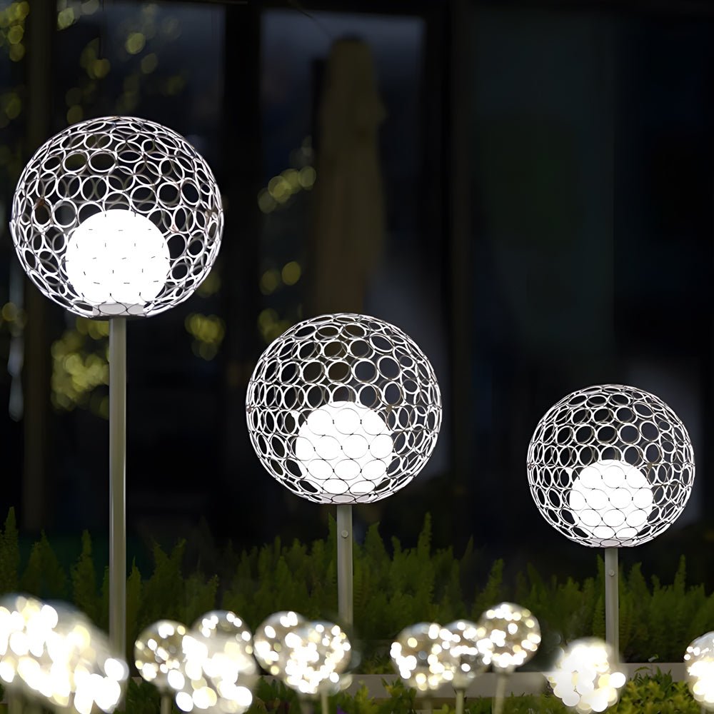 Dandelion Sphere LED Outdoor Pole Light – Modern Garden Illumination