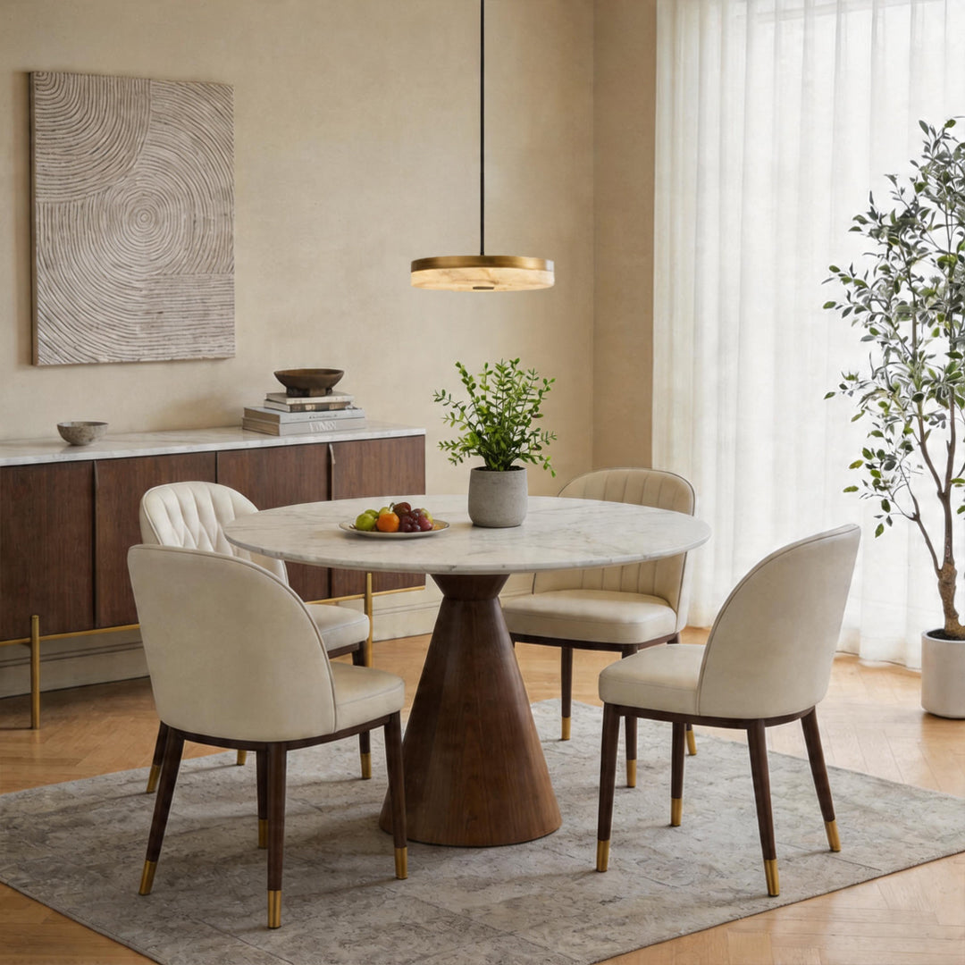 Marble Disc Pendant Light – Modern Luxury Ceiling Lamp with Brass Accents