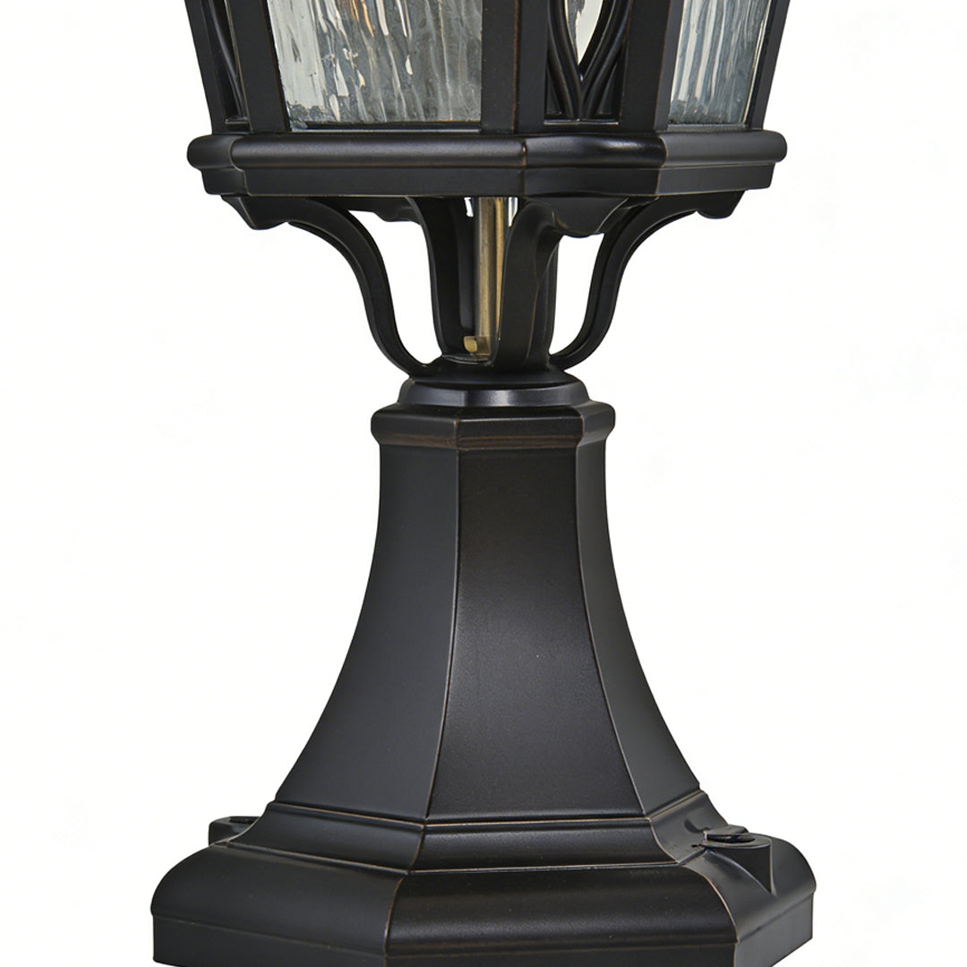 Aria Black Aluminum Post Light with Clear Glass Shade – Weatherproof Outdoor Pillar Lamp