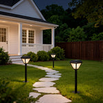 Solar Copper Bollard Path Light with Glass Shade for Garden Walkways