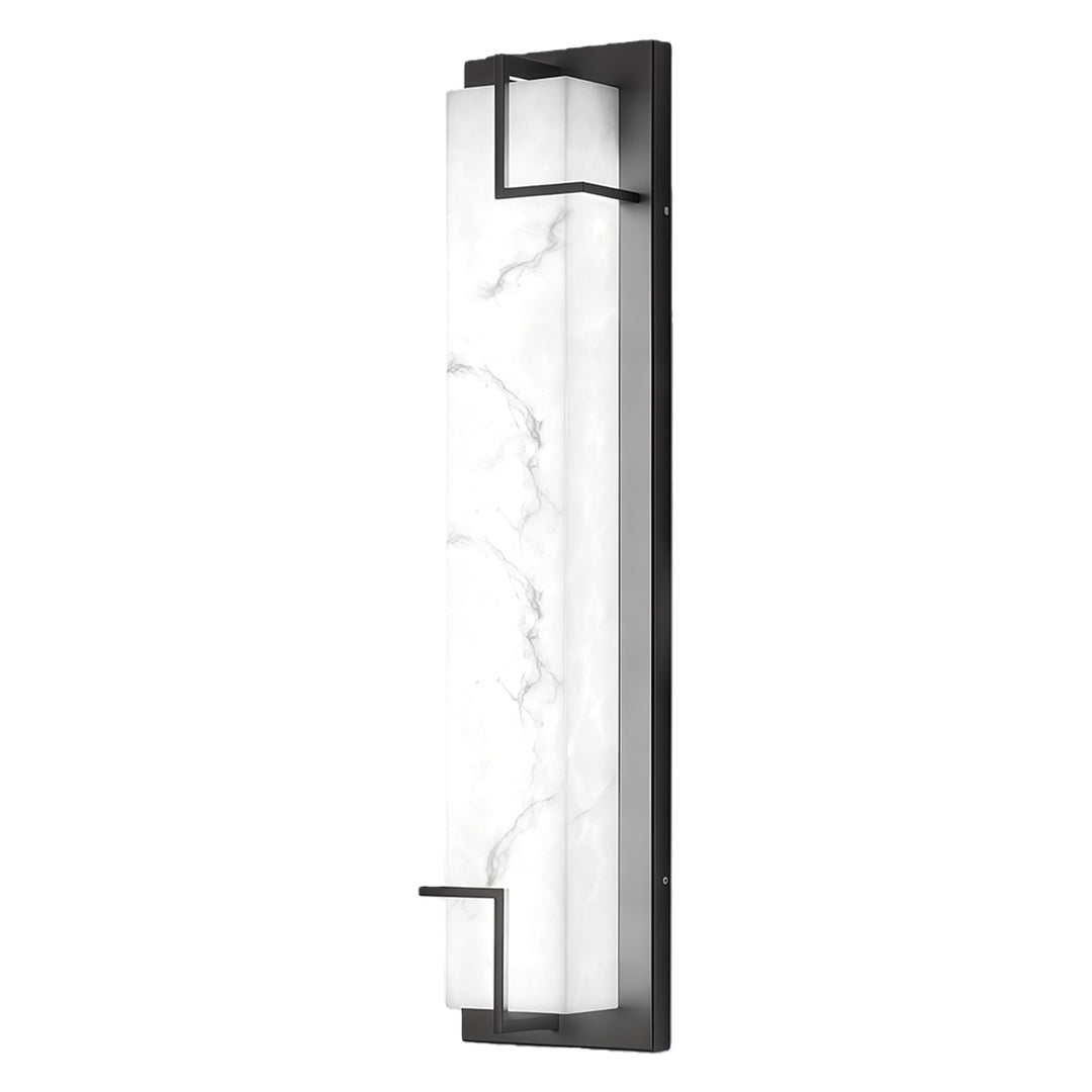 Black Stainless Steel Outdoor Wall Sconce with Marble Shade