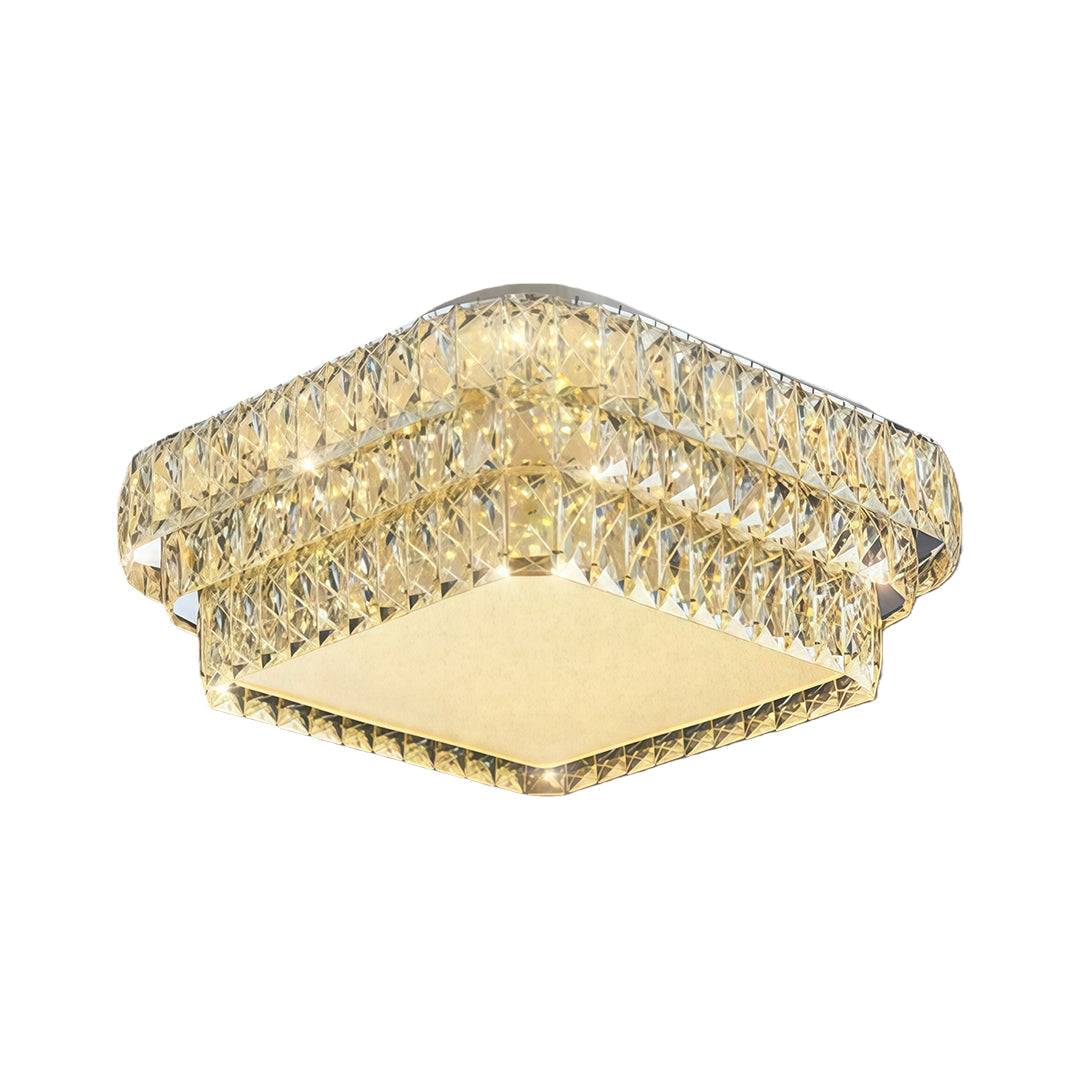 Crystal Flush Mount Ceiling Light with Chrome Frame and LED Illumination