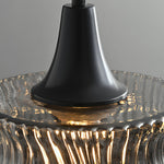 Italian Minimalist Glass Drum Pendant Light in Copper Black
