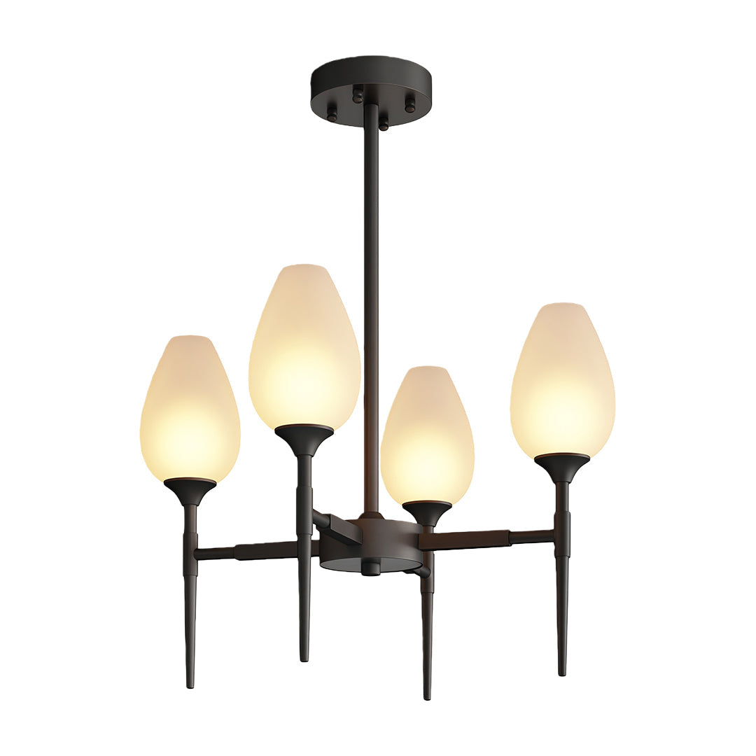 Lumina Brass Glass Chandelier – Modern Minimalist Ceiling Light