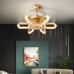 Luxury Gold LED Ceiling Fan with Light – Modern Iron Design for Elegant Interiors