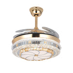Lumina Gold Crystal Ceiling Fan with Dimmable LED Light, Modern 4-Blade Design