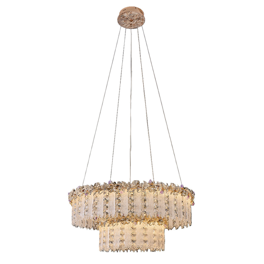 French Minimalist Crystal Chandelier in Champagne Gold Finish