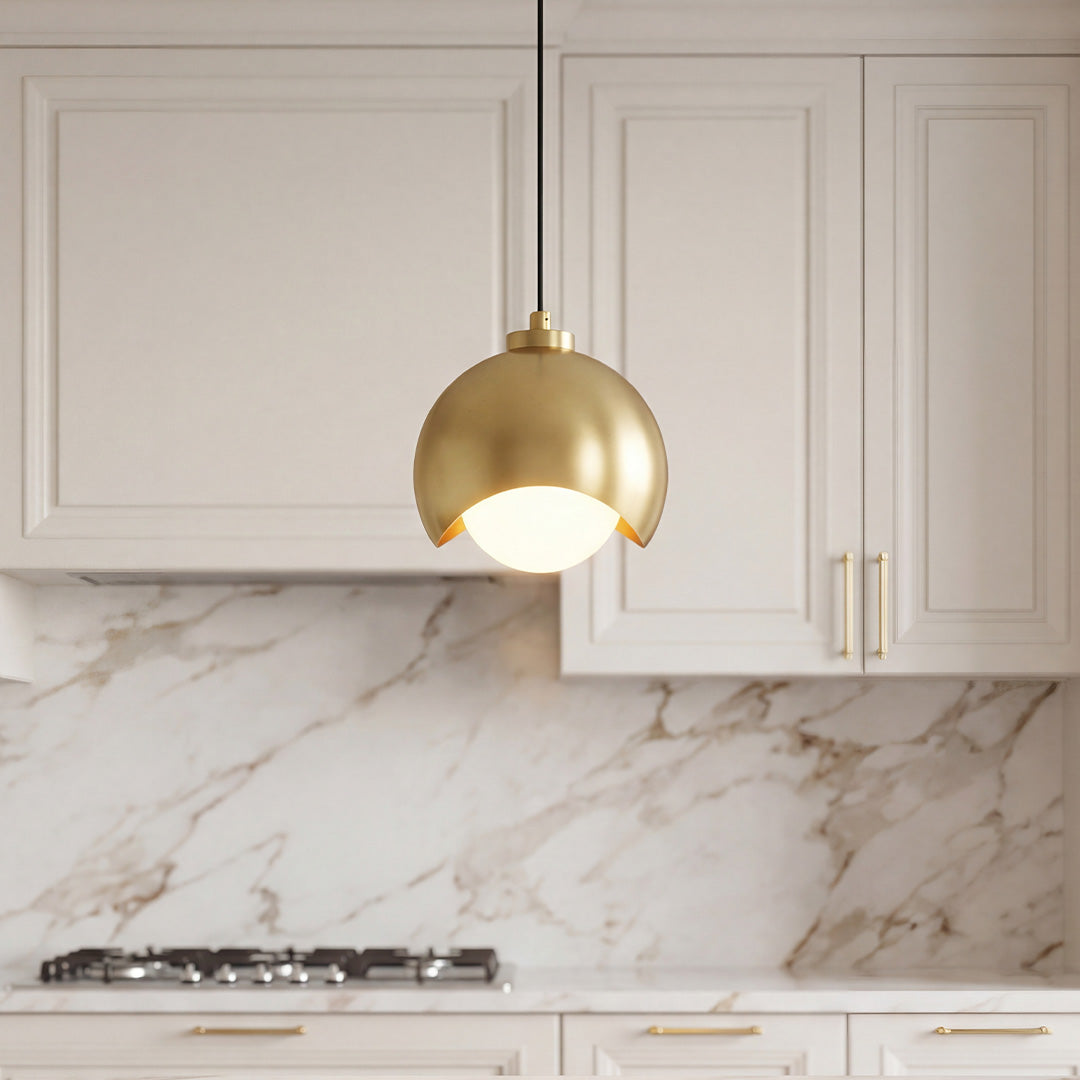 Nordic Brass Glass Pendant Light for Dining Room and Living Room