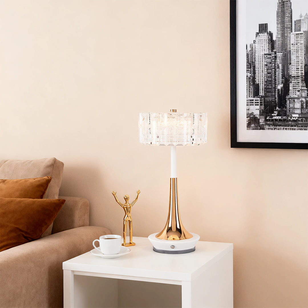 Cordless Mushroom Table Lamp with Dimmable Touch Control, Modern Acrylic Shade