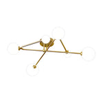 Nordic Gold Semi Flush Mount Ceiling Light with Milk Glass Shades