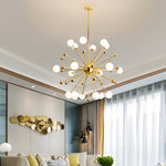 Aurelia 12-Light Gold Sputnik Chandelier in Glass and Iron for Modern Interiors
