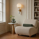 Modern Brass and Marble Wall Sconce with Opal Glass Shade