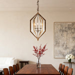 Rustic Brown Open Frame Pendant Light with Adjustable Chain