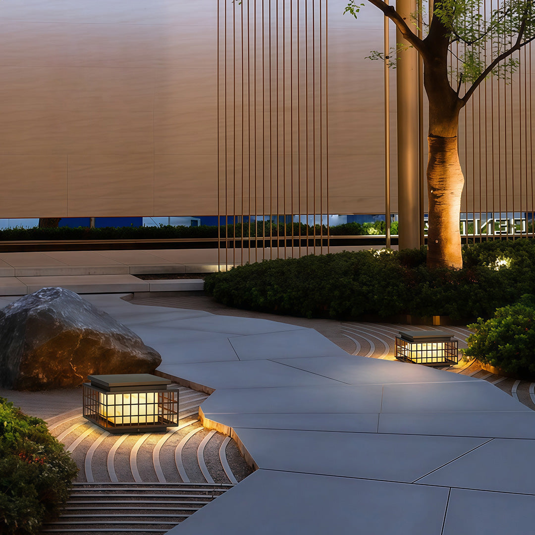 Modern Gate Pillar Lights Outdoor Waterproof Stainless Steel Column Lanterns