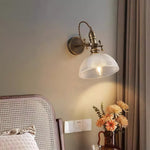 Vintage Brass Wall Sconce with Clear Glass Shade for Reading