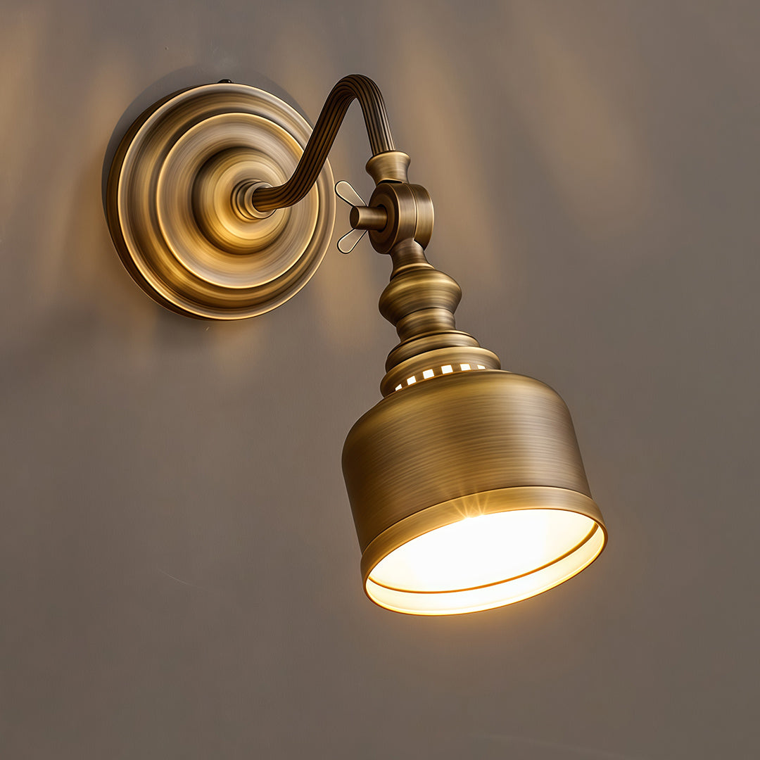 American Retro Solid Brass LED Wall Sconce for Bedroom and Living Room