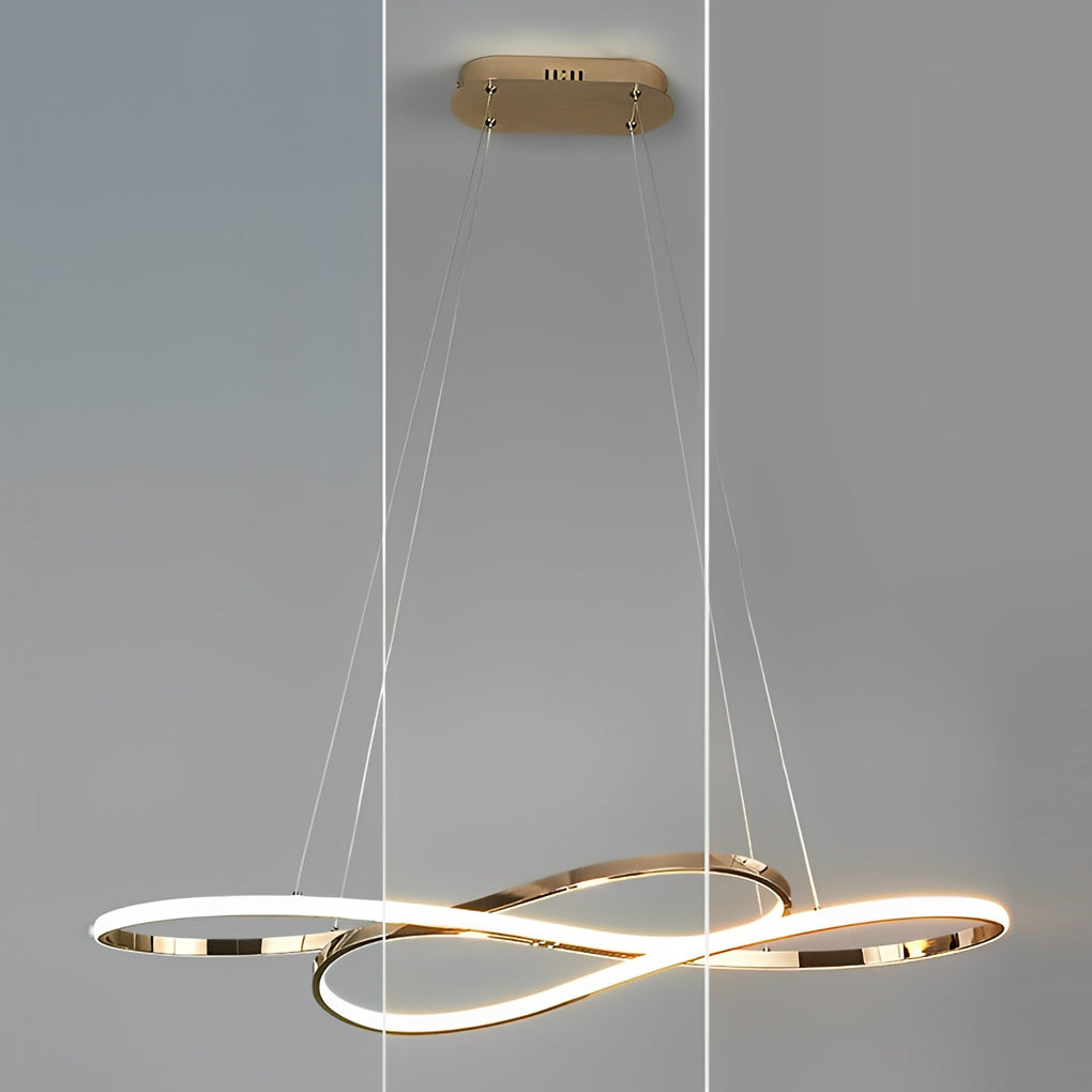 Wavy Double 8-Shaped LED Chandelier with Stepless Dimming, Modern Nordic Pendant Light