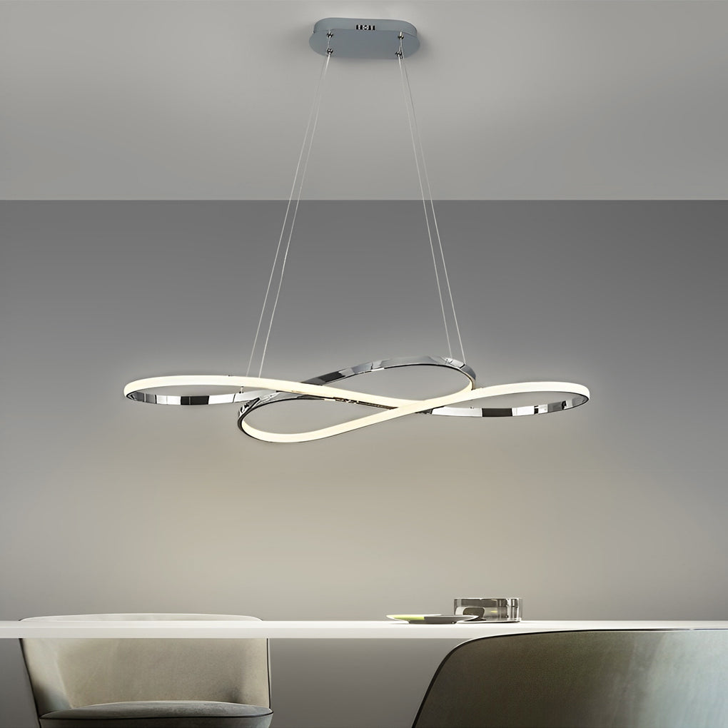 Wavy Double 8-Shaped LED Chandelier with Stepless Dimming, Modern Nordic Pendant Light