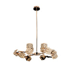 Modern Crystal Cube Chandelier in Champagne Gold for Living and Dining Spaces