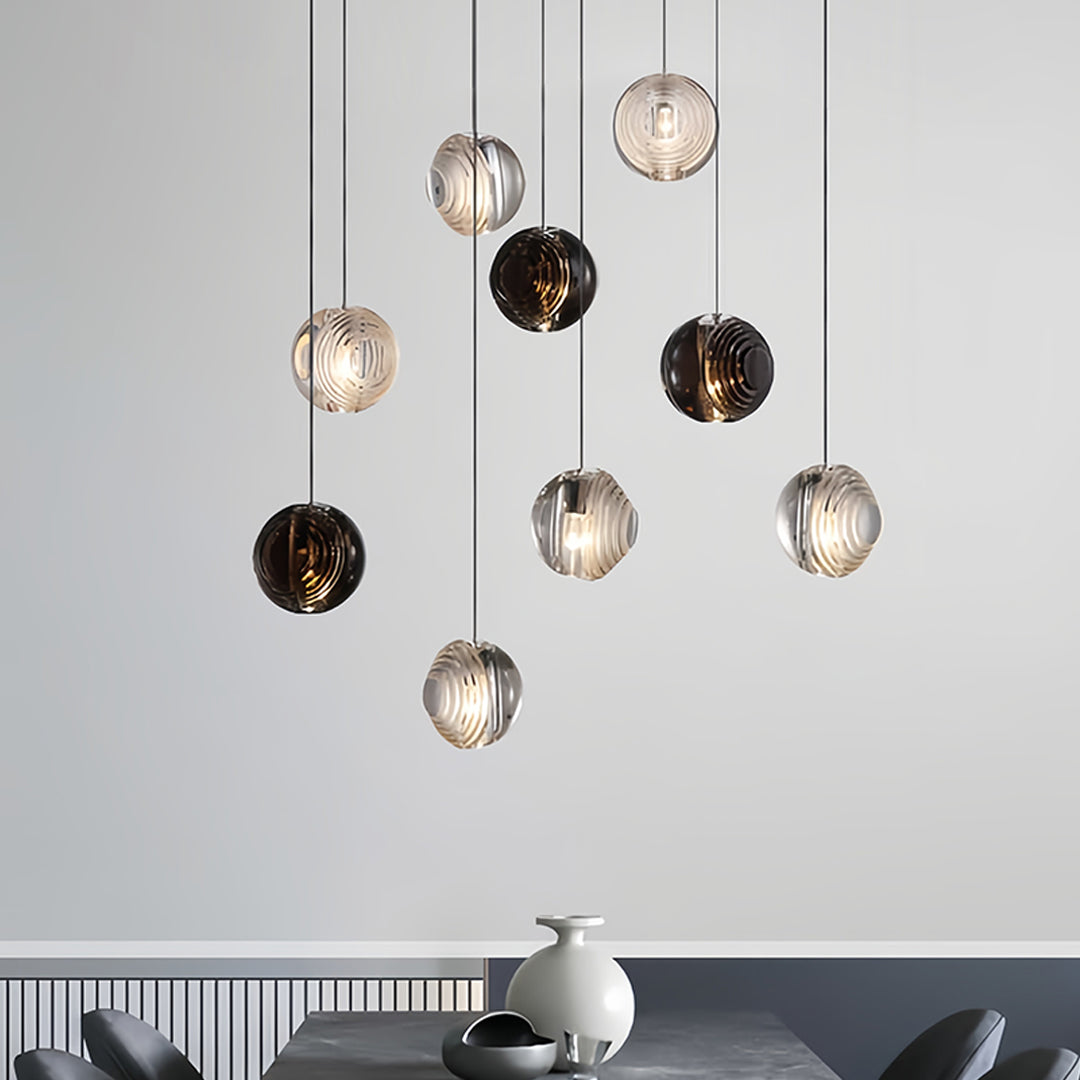 Aurelia Crystal Accent Pendant Light in Teal and Brown