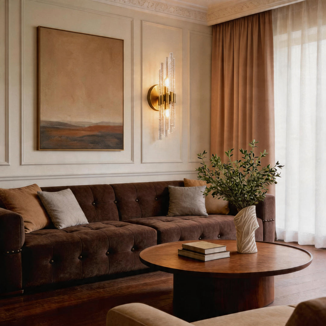 Modern Crystal Wall Sconce with Gold Hardware | 24W LED