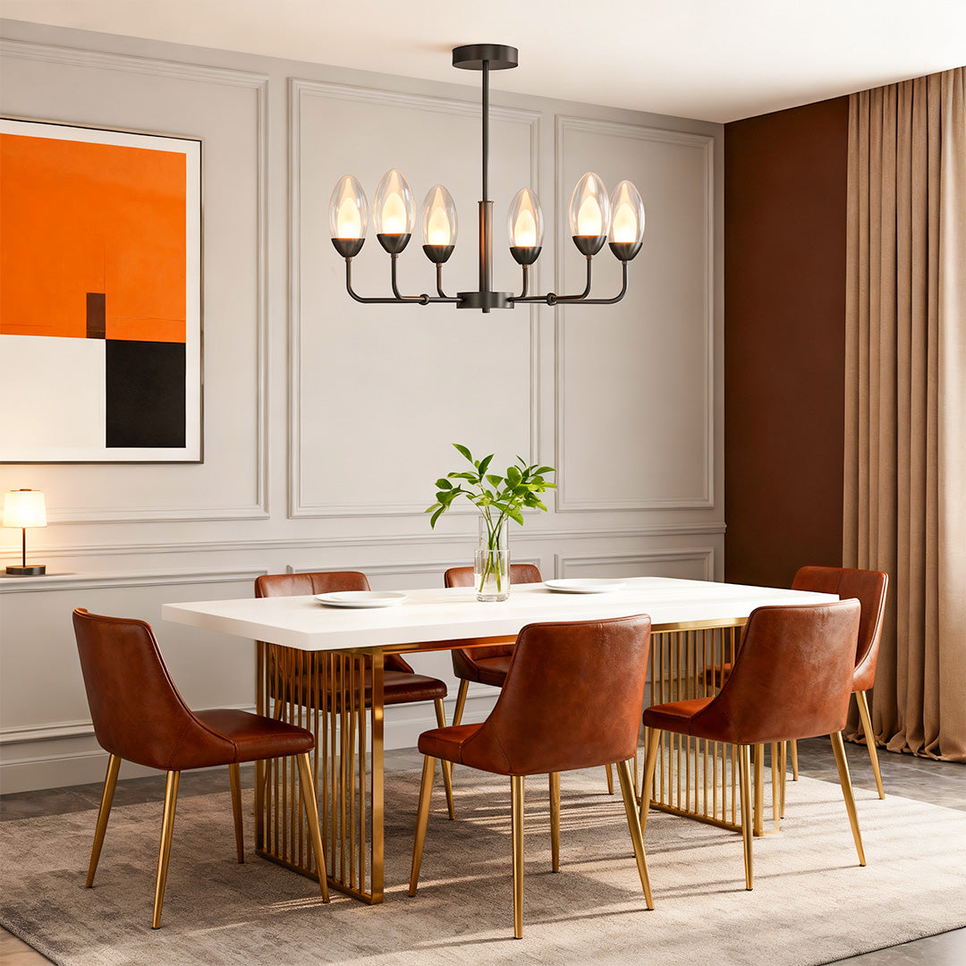 Luxury Copper Modern Chandelier with Clear Glass Shades