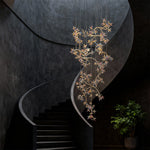 Crystal Rotating Staircase Chandelier with Chrome Finish and Adjustable Chain