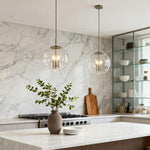 Silver Glass Orb Pendant Light – Modern Adjustable Ceiling Lamp