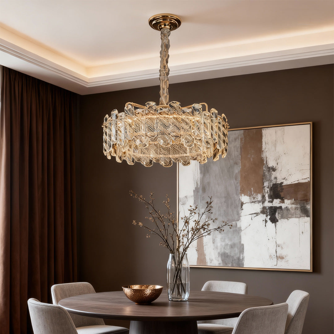 Lumina Crystal Chandelier in Champagne Gold with Adjustable LED Lighting