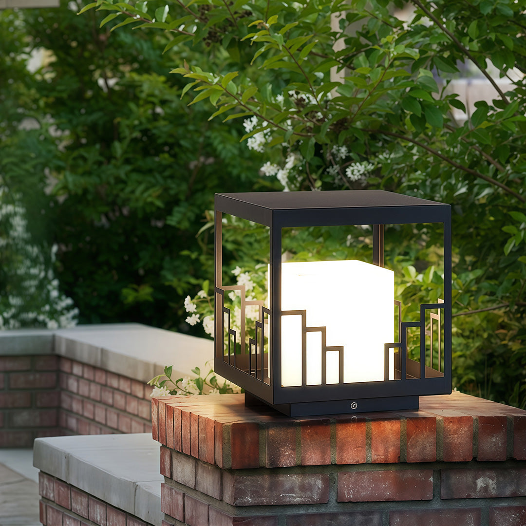 Minimalist Outdoor Pillar Light in Matte Black Stainless Steel