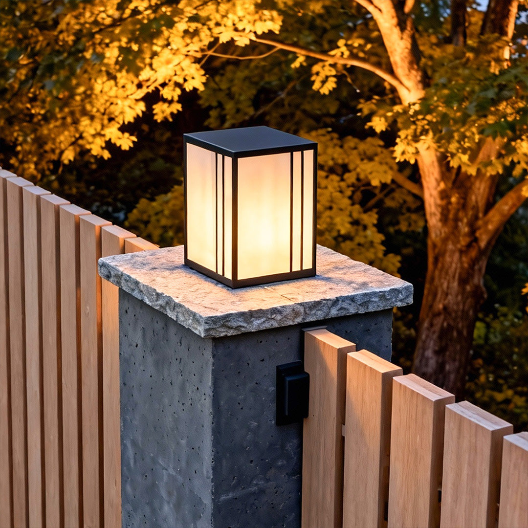 Luxury Outdoor Pillar Light with Marble Shade and LED