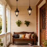 Outdoor Pendant Light with Adjustable Chain, Sand Black Aluminum & Clear Glass