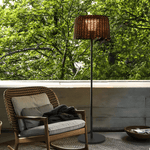 Handwoven Rattan LED Outdoor Floor Lamp with Stainless Steel Stake