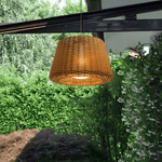 Handwoven Rattan LED Outdoor Floor Lamp with Open-Top Dome Shade