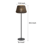 Handwoven Rattan LED Outdoor Floor Lamp with Open-Top Dome Shade