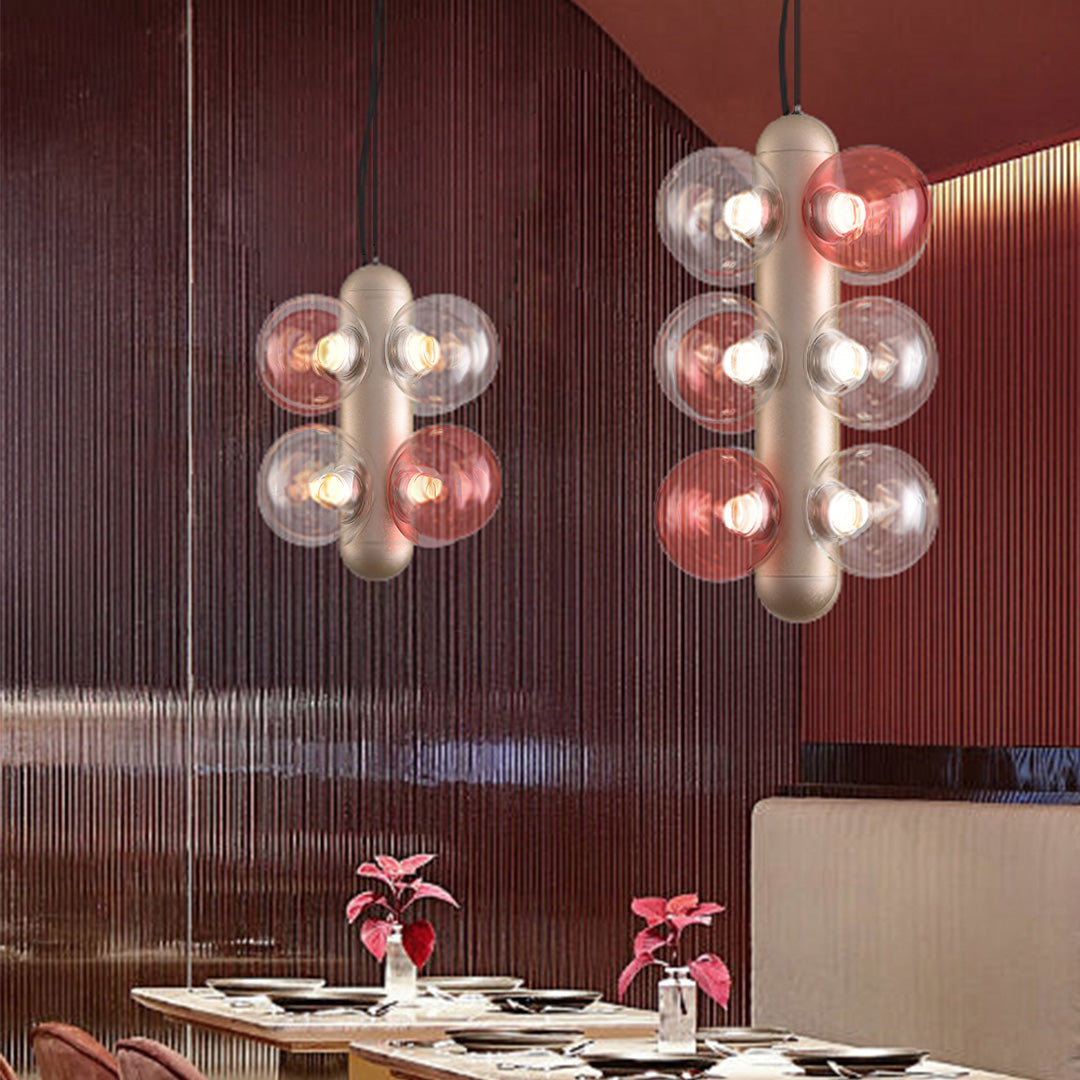 Lumière Moderne Glass Bubble Chandelier in Gold for Dining and Living Spaces