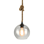 Artisan Glass Pendant Light with Natural Hemp Rope – Minimalist LED Ceiling Lamp