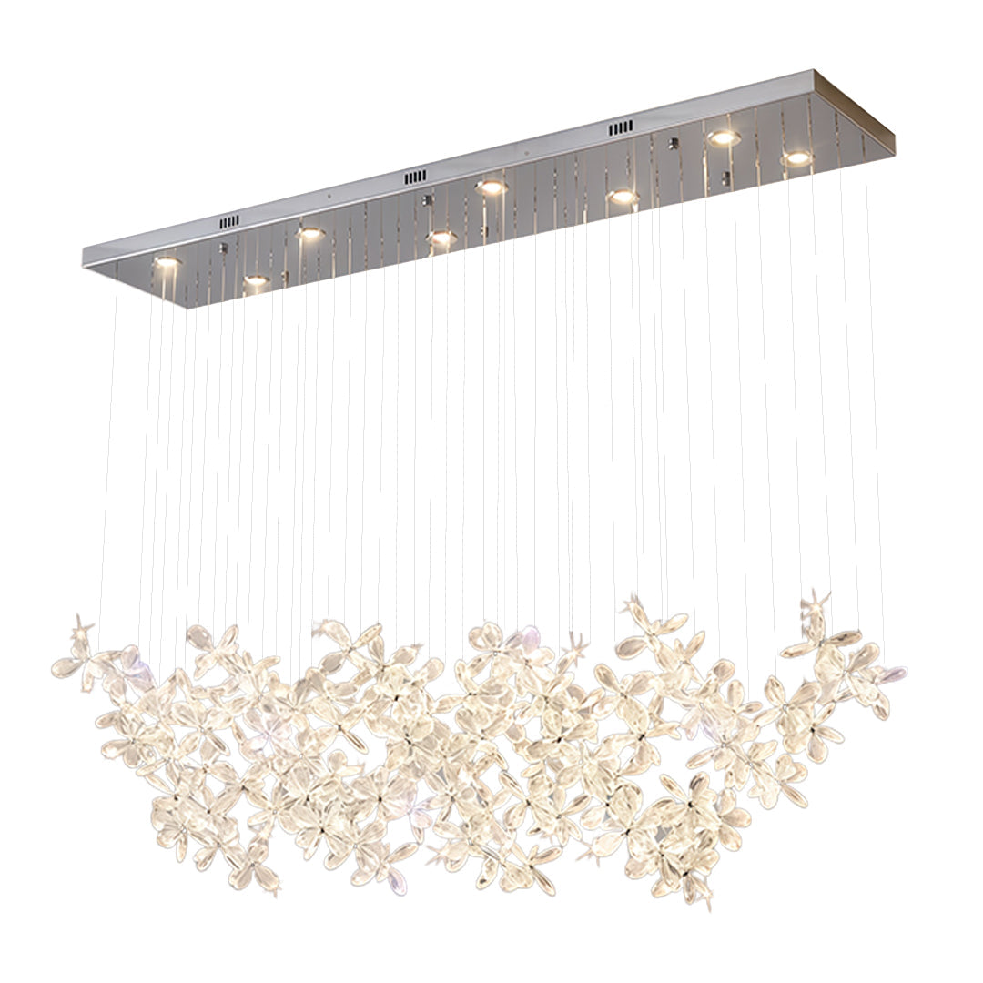 Italian Rock Crystal Chandelier with Flower-Shaped Crystal Shades