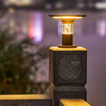 Solar Post Cap Light in Black Aluminum for Outdoor Columns