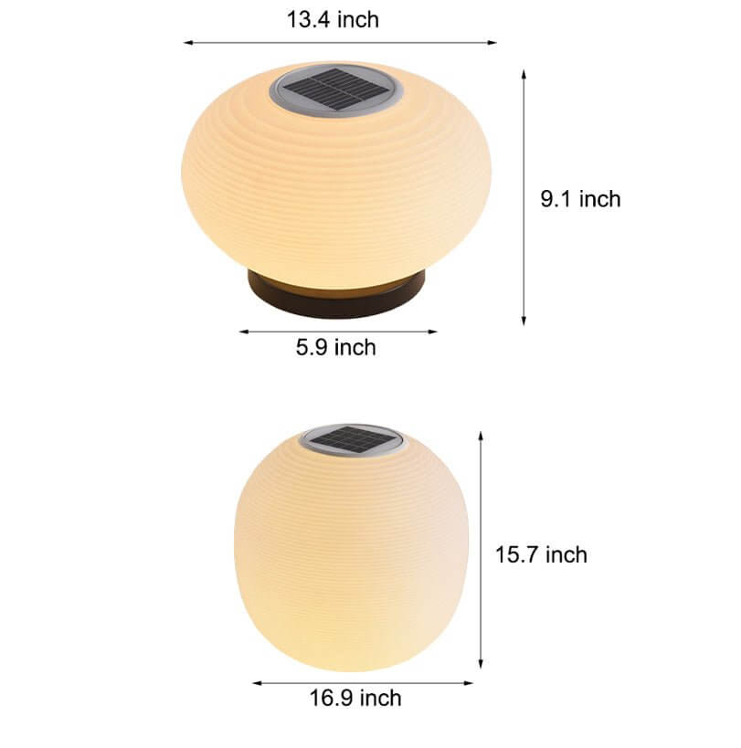 Solar LED Post Light with Spiral PE Shade, 3 Color Temperatures, IP65 Waterproof