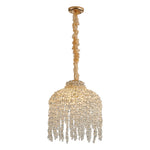 Teardrop Crystal Chandelier in Gold Finish, French-Inspired Ceiling Light